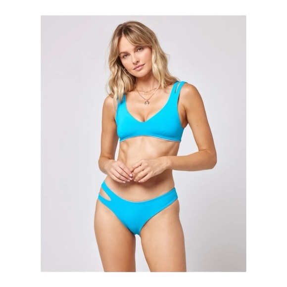 L*Space One Wave Top/Breakers Classic Reversible Bottom in Aura/Elc Blue NWT - Picture 1 of 10